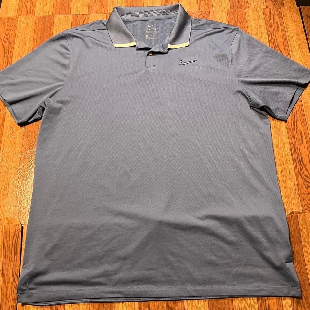 Nike Dark Blue Dri-Fit Standard Retro Sportswear Golf Polo Button Shirt Large